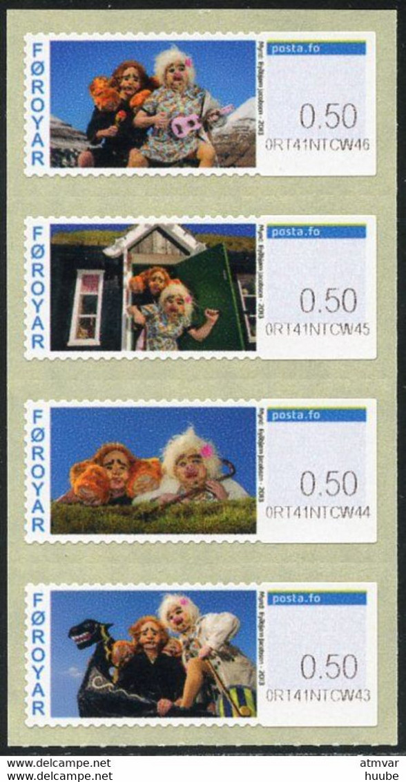 Faroe Islands, 2013, Mi	 ATM 21-24, Peter Troll (Trøllapætur), Strip Of4 Self-adhesive, MNH - Muñecas