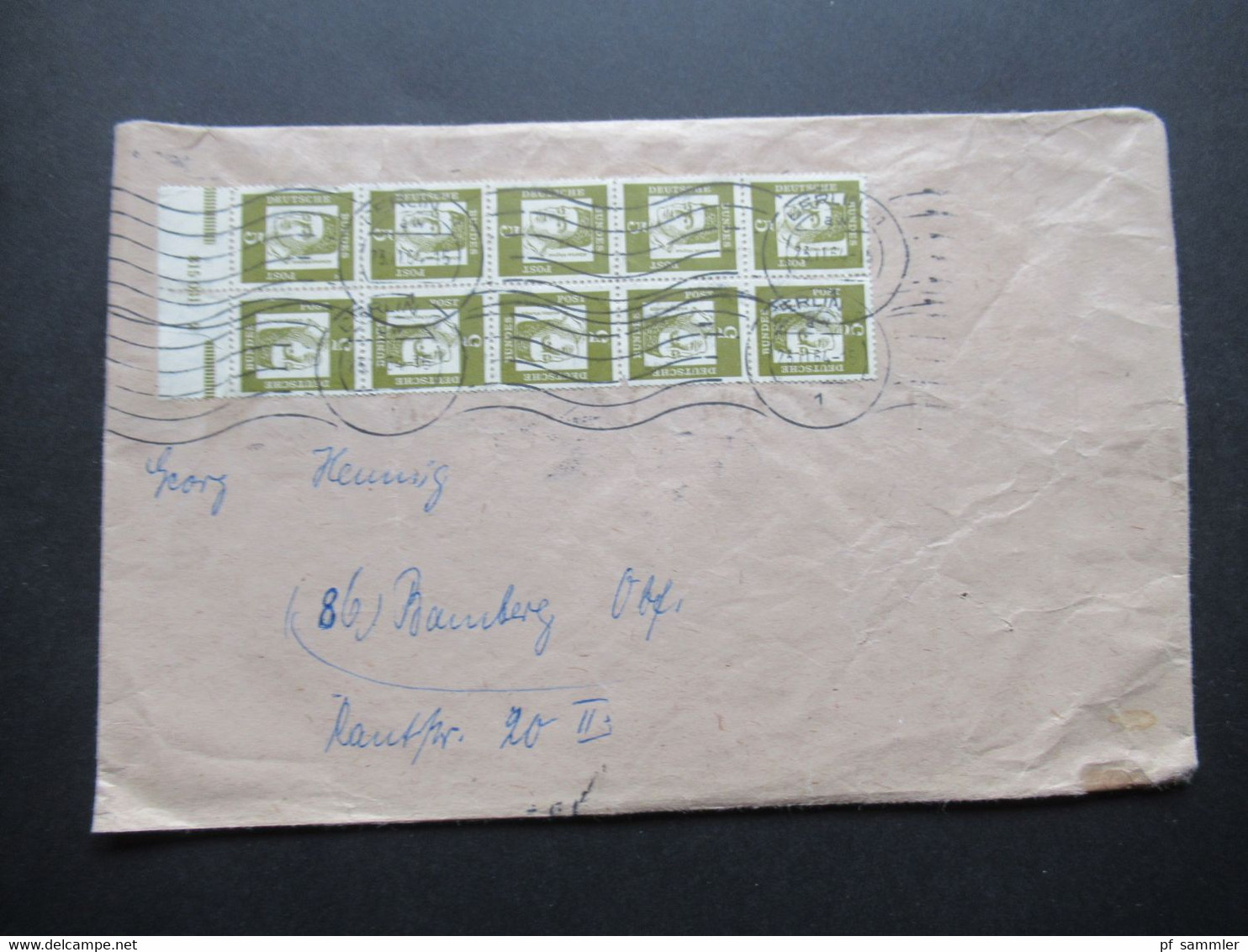 BRD 1964 Bedeutende Deutsche 10er Einheit / Kehrdruck  K2 Unterrand Mit HAN MeF Maschinenstempel Berlin - Bamberg - Lettres & Documents