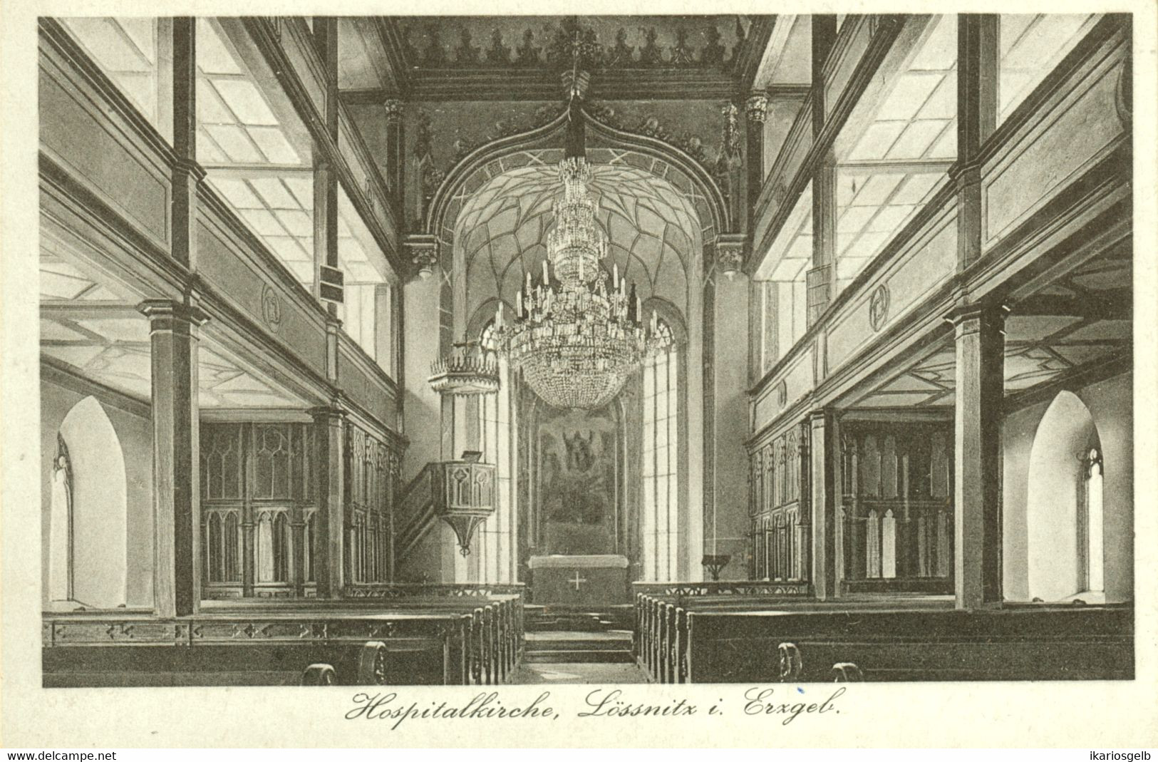 LÖSSNITZ Erzgebirge ~1922 " Innenansicht Hospitalkirche " - Loessnitz