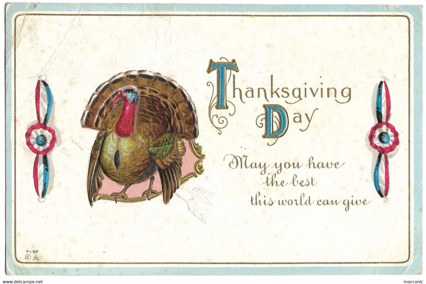 Cpa Gaufrée Embossed, THANKSGIVING DAY - Dinde Turkey - Thanksgiving