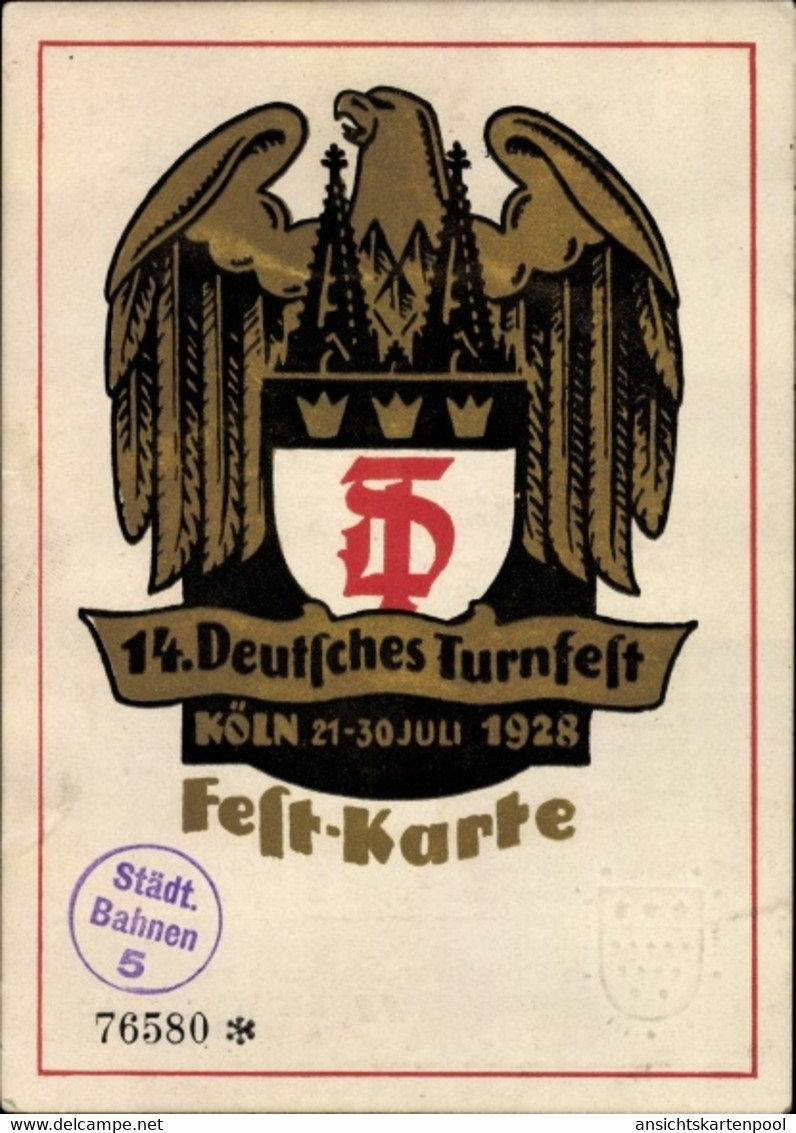 CPA Köln Am Rhein, 14. Deutsches Turnfest, 21-30. Juli 1928, Adler - Otros & Sin Clasificación