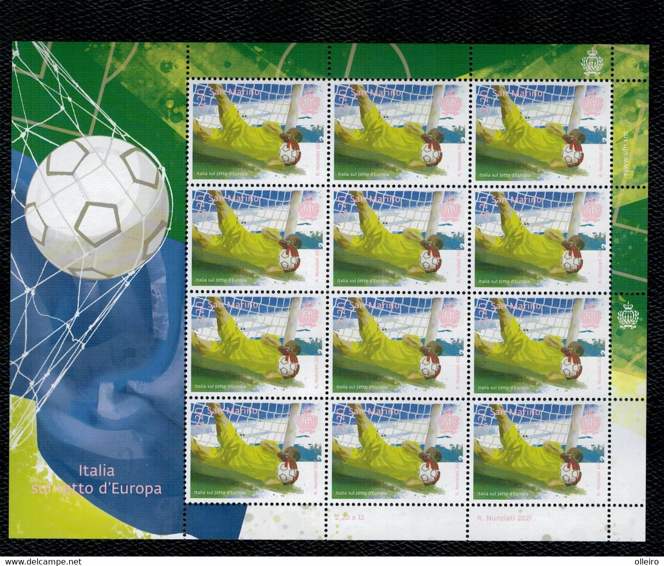 San Marino 2021 Sport Soccer Football Calcio Italia Vincitrice EURO 2020 1v In Minifoglio Complete Set ** MNH - Nuovi