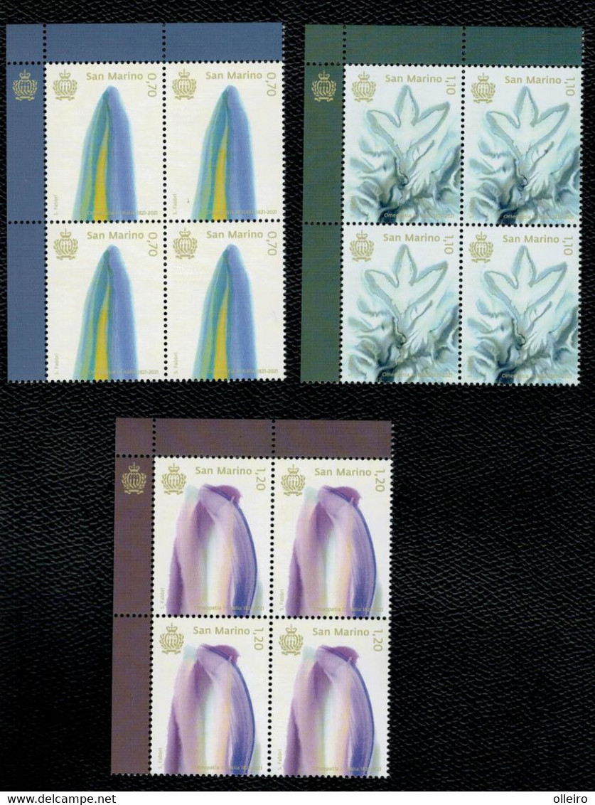 San Marino 2021 Bicentenario Dell’Omeopatia In Italia 3v In Quartina Angolare Complete Set ** MNH - Nuovi