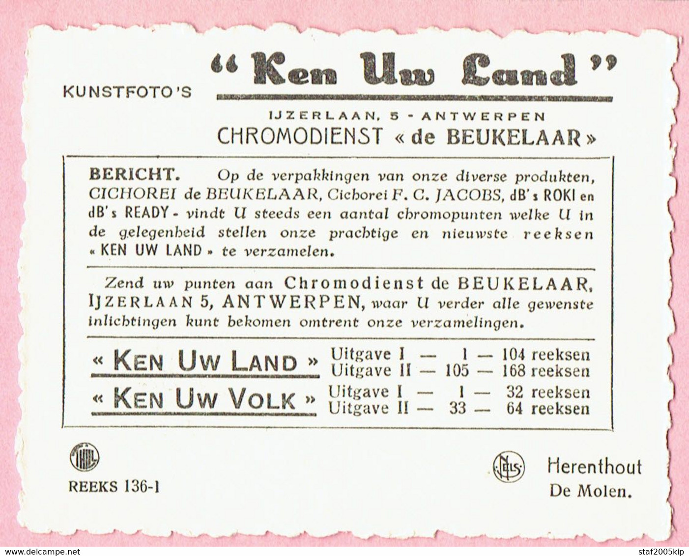 Chromo Ken Uw Land De Beukelaar - Reeks 150/3 - Herenthout De Molen - De Beukelaer