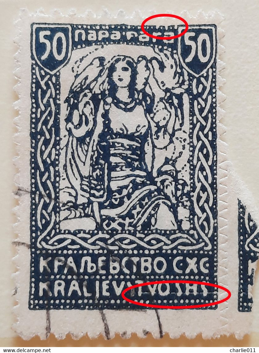 GIRL WITH FALCONS-50 P-ERROR-THIN LINE-SHS-YUGOSLAVIA-CROATIA-1920 - Non Dentelés, épreuves & Variétés