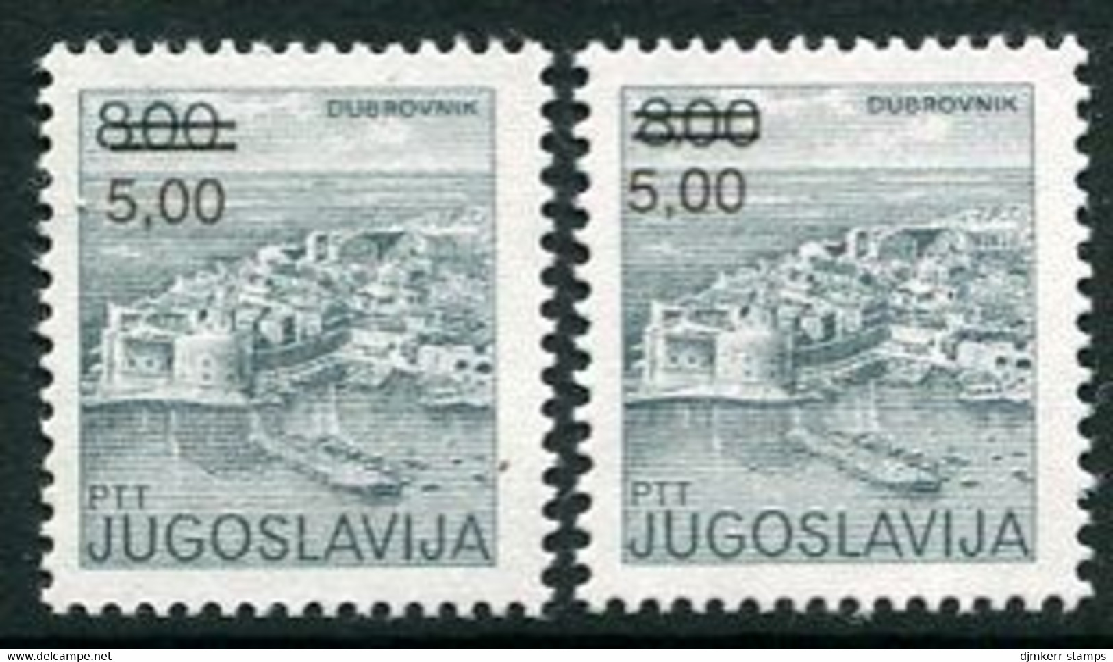 YUGOSLAVIA 1986 Surcharge 5.00 On 8 D. Both Perforations MNH / **.  Michel 2155A,C - Ongebruikt