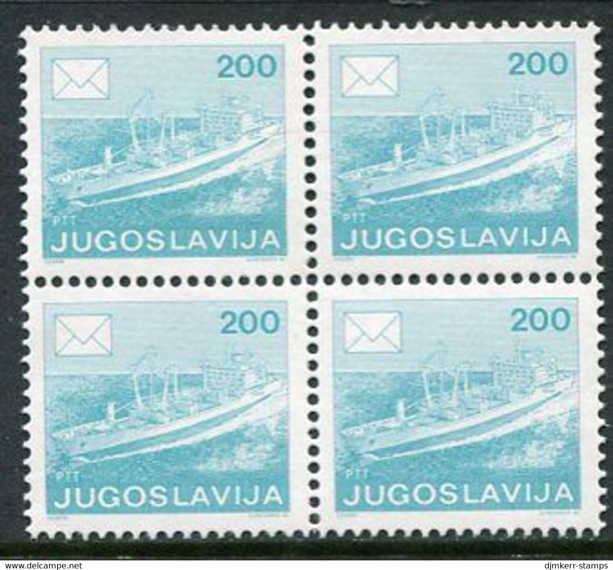 YUGOSLAVIA 1986 Postal Services Definitive 200 D. Perforated 13¼ Block Of 4 MNH / **.  Michel 2176A - Nuovi