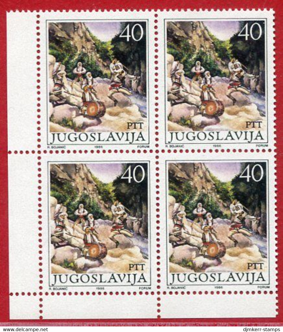 YUGOSLAVIA 1986 Rugovo Dance Block Of 4 MNH / **.  Michel 2189 - Unused Stamps