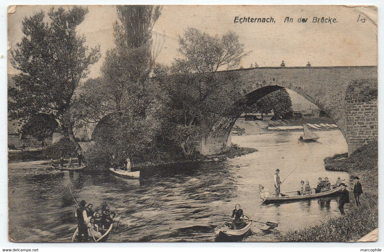 LUXEMBOURG / 1909 AMBULANT ECHTERNACH - GREVENMACHER SUR CARTE POSTALE ==> FRANCE / BAHNPOST (ref 8750a) - 1906 William IV