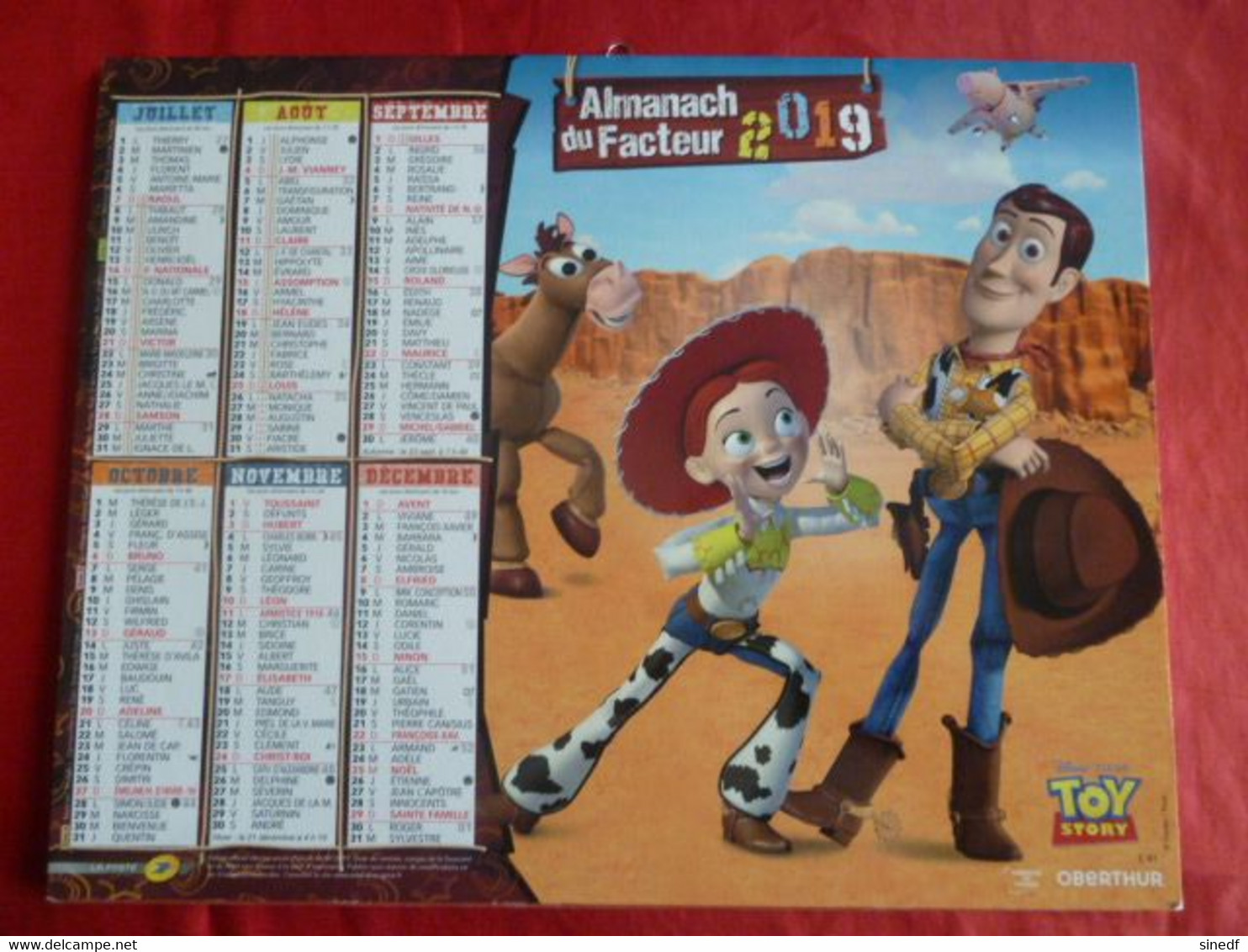 Calendrier Oberthur  TOY STORY Disney Pixar  2019  Almanach  Facteur  Département Sarthe La Poste PTT - Grand Format : 2001-...