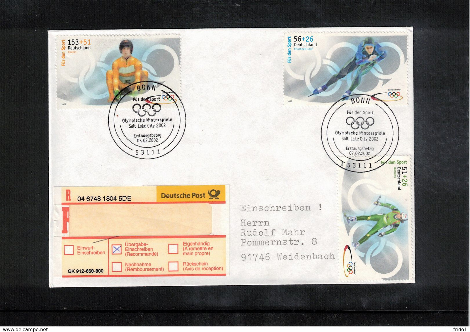 Deutschland / Germany 2002 Olympic Games Salt Lake City Interesting Registered Letter - Inverno2002: Salt Lake City