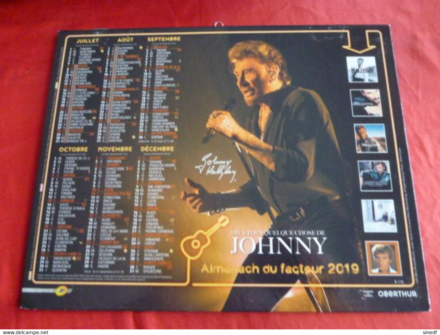 Calendrier Oberthur   2019 Almanach JOHNNY HALLIDAY   Facteur Département Sarthe La Poste PTT - Grand Format : 2001-...