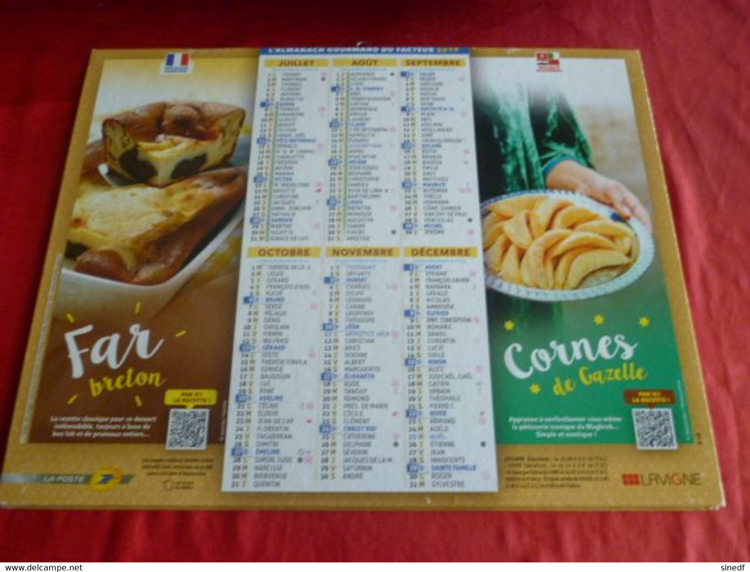 Calendrier LAVIGNE 2019 Almanach RECETTES Far Breton Cornes Gazelle Pasteis Brownies  Facteur Département Sarthe Poste - Grand Format : 2001-...