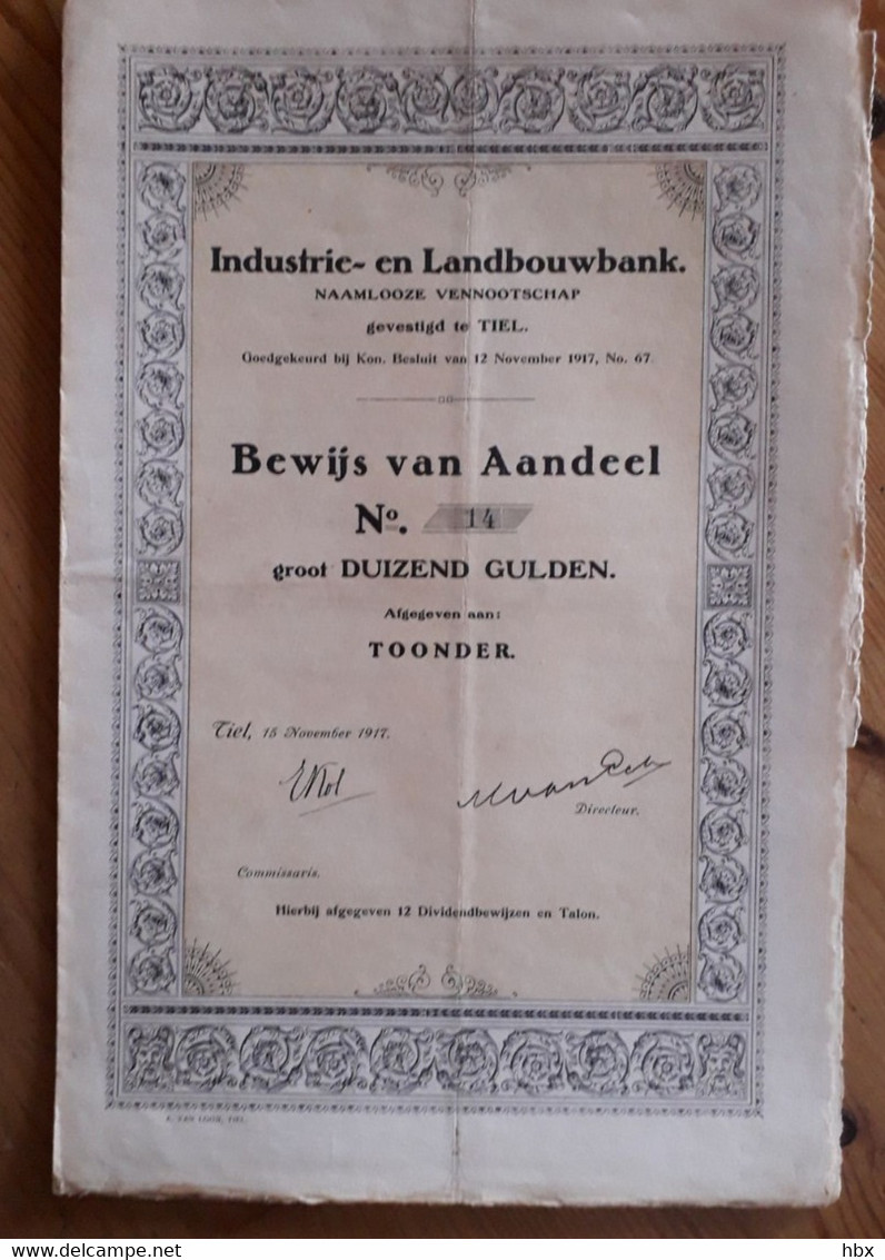 Industrie - En Landbouw Bank - Tiel - 1917 - Agriculture