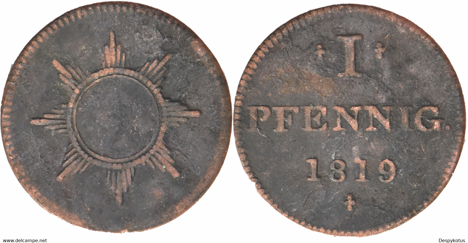 Allemagne - Ville Libre Impériale De Francfort - 1819 - 1 Pfennig - B086 - Taler & Doppeltaler