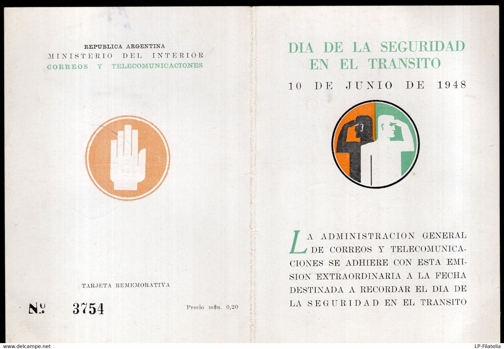 Argentine - 1948 - Journée De La Sécurité Routière - Accidents & Road Safety