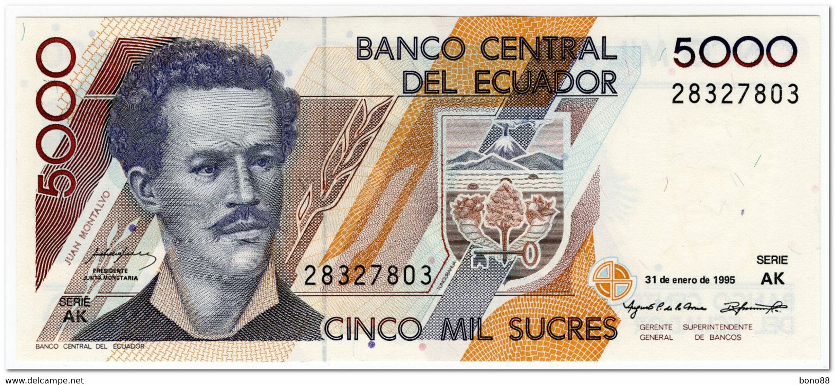 ECUADOR,5000 SUCRES,1995,P.128b,UNC - Equateur