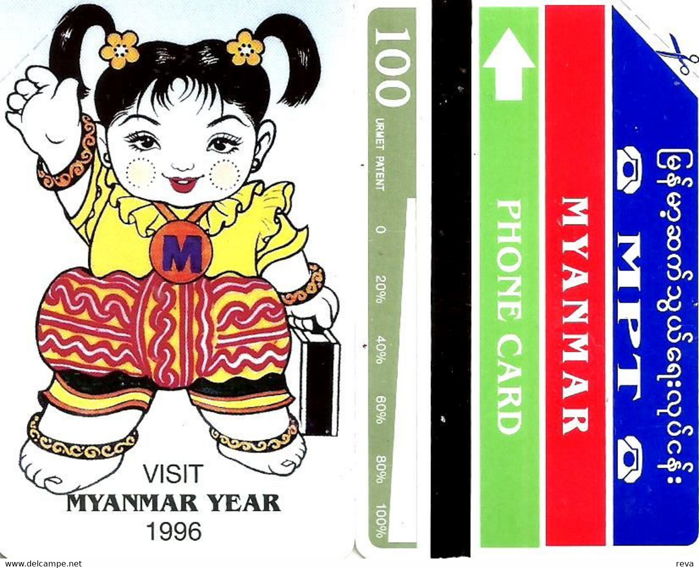 BURMA 100 UNITS GIRL WOMAN 1996 MINT  REVERSE A READ DESCRIPTION CAREFULLY !! - Myanmar (Burma)