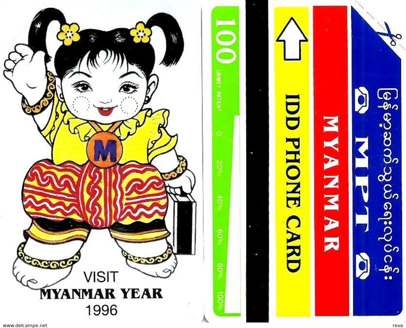 BURMA 100 UNITS GIRL WOMAN 1996 MINT  REVERSE A READ DESCRIPTION CAREFULLY !! - Myanmar