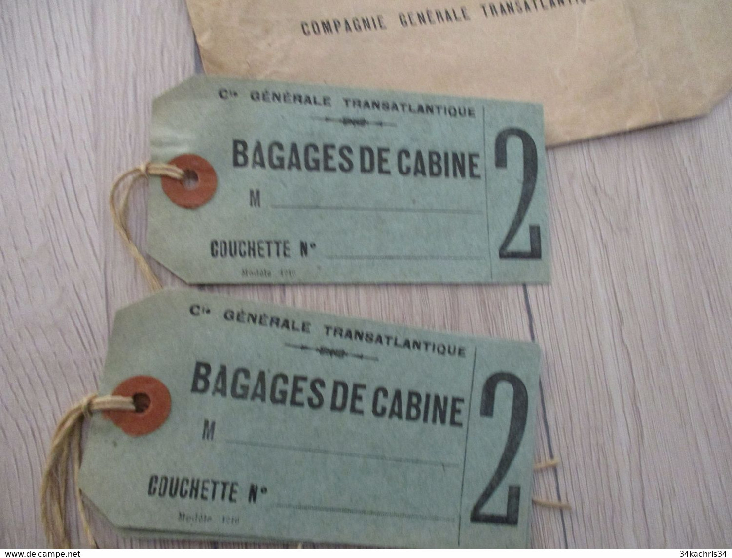 Etiquette Cabin Bagage Originale Compagnie Générale Transatlantique Lot Dont Collées - Sonstige & Ohne Zuordnung