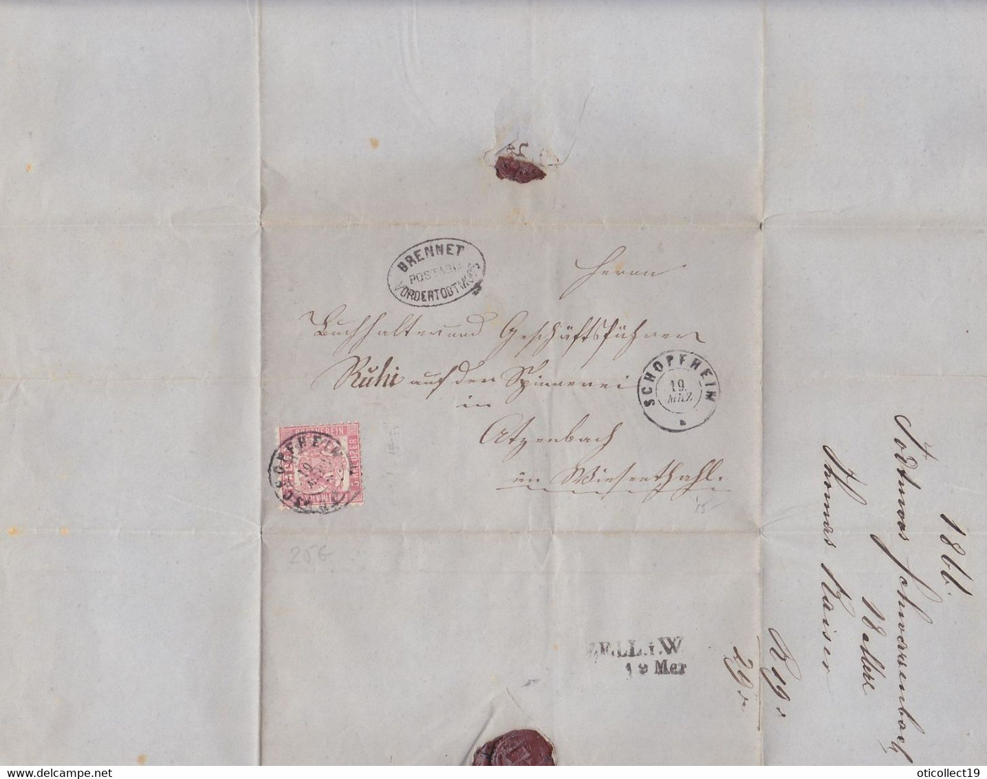 COAT OF ARMS STAMPS ON LETTER, BADEN STATE, 1866, GERMANY - Covers & Documents