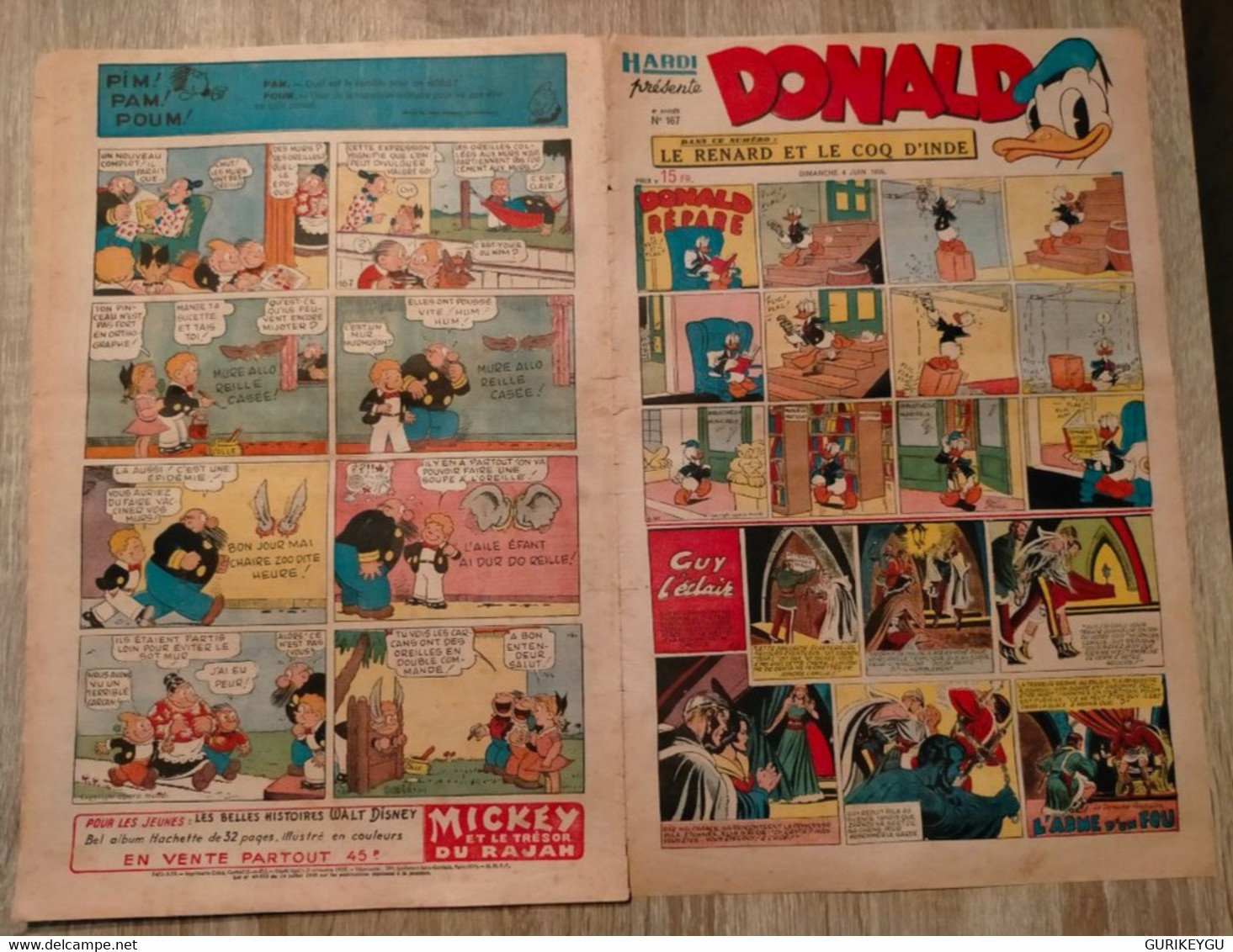 HARDI DONALD N° 167 MANDRAKE Tarzan Et La Cité De L'or E-R Burroughs LUC BRADEFER PIM PAM POUM 04/06/1950 Guy L'éclaire - Donald Duck