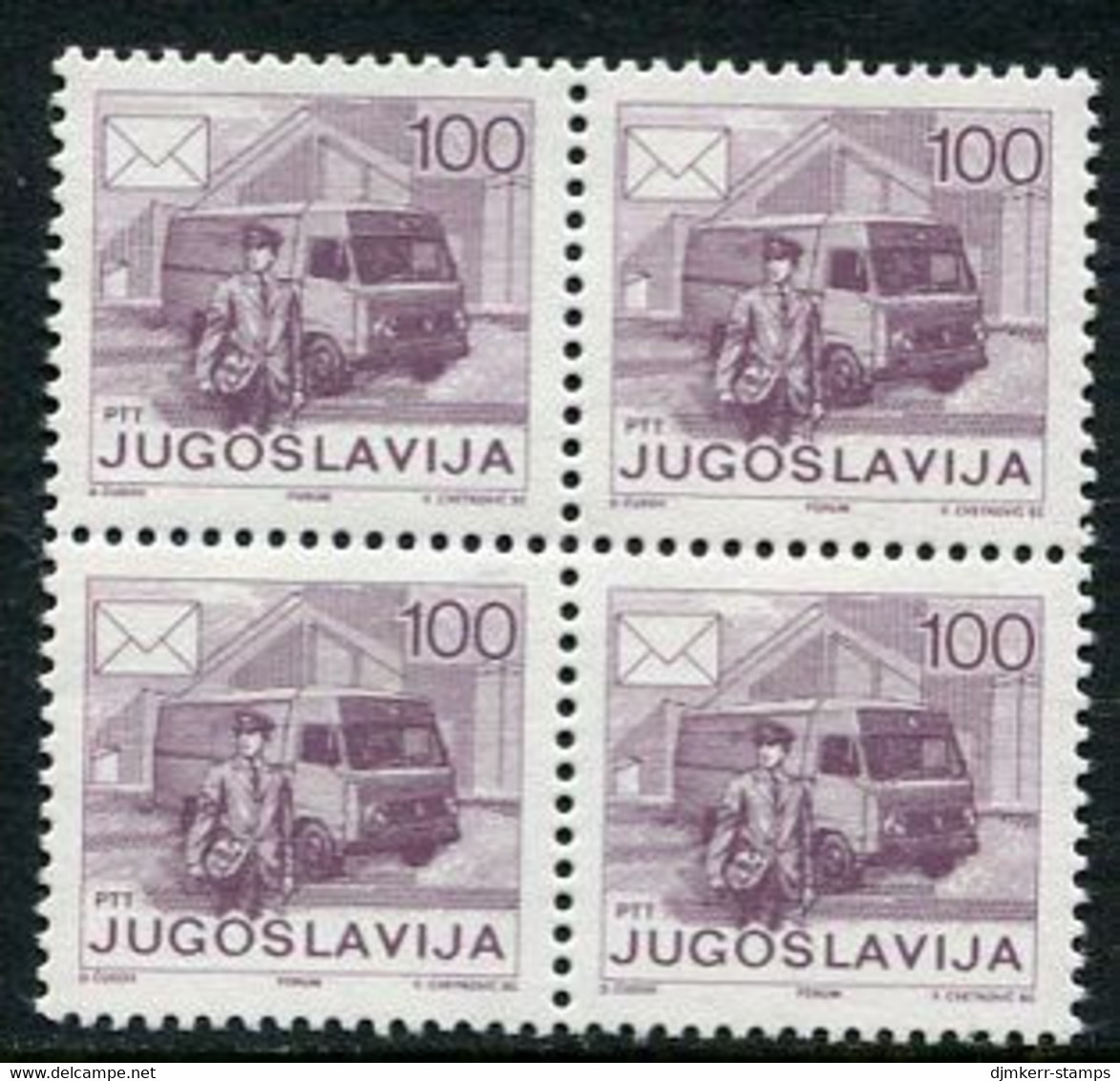 YUGOSLAVIA 1986 Postal Services Definitive 100 D.  Block Of 4 MNH / **.  Michel 2181 - Ungebraucht