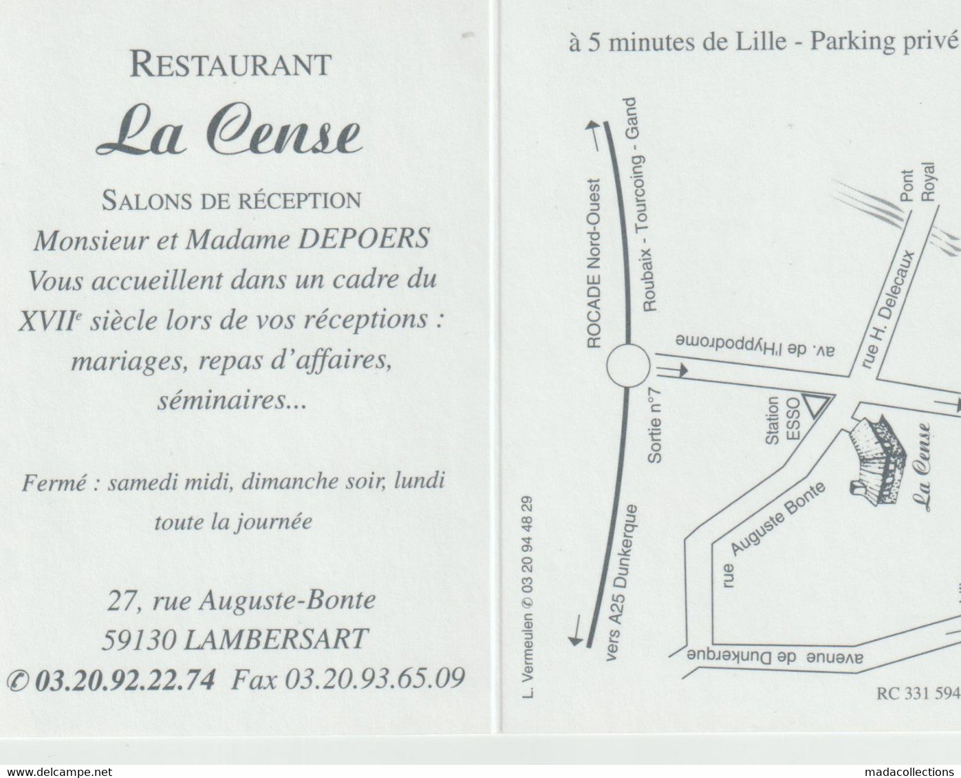 Lambersat (59 - Nord) La Cense - Carte Pub - Lambersart