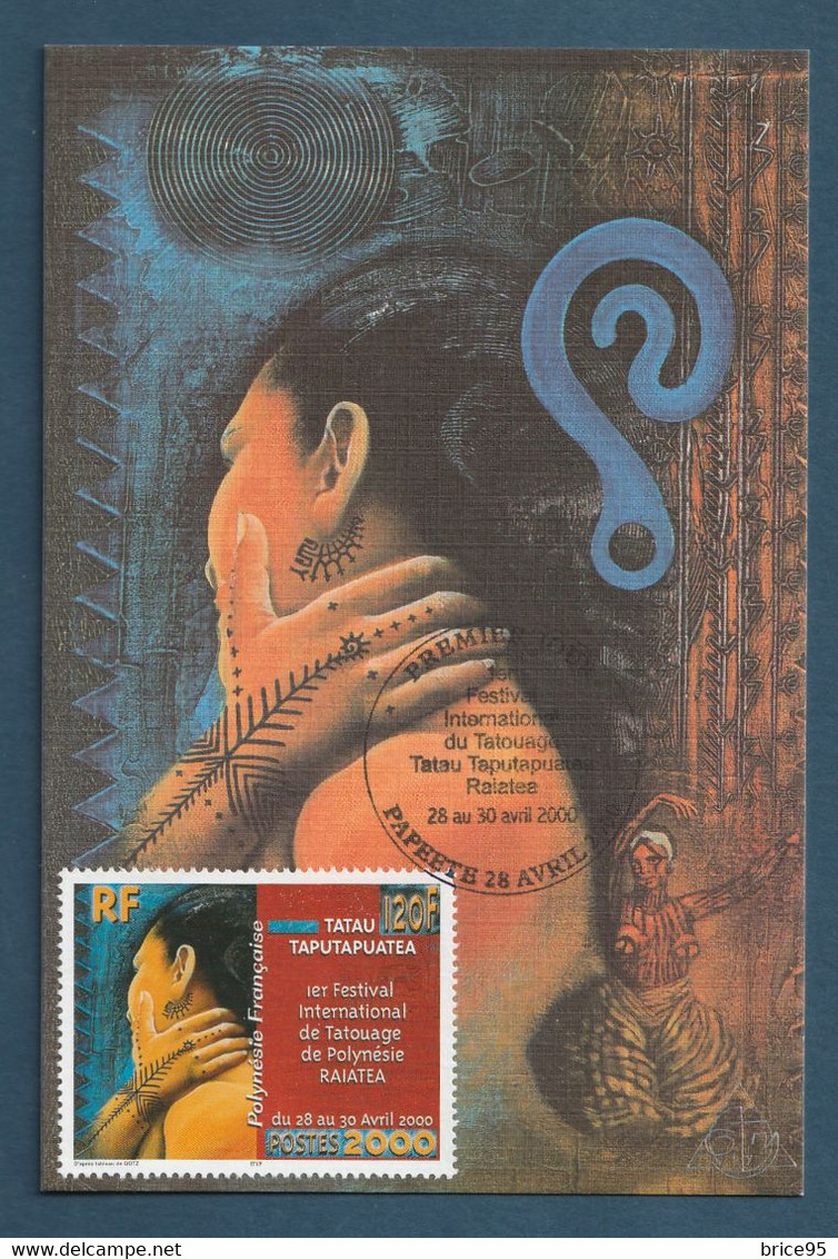 ⭐ Polynésie Française - Carte Maximum - Premier Jour - FDC - Tatau Taputapuatea - Tatouage - 2000 ⭐ - Cartoline Maximum