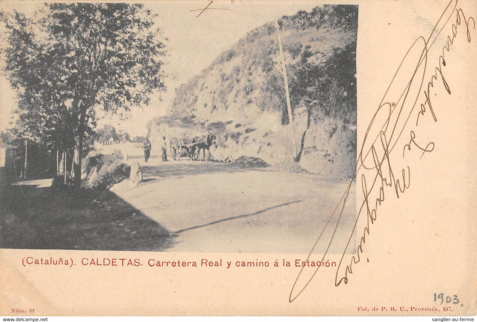 CPA ESPAGNE CALDETAS CARRETERA REAL Y CAMINO A LA ESTACION  (cliché Rare - Sonstige & Ohne Zuordnung