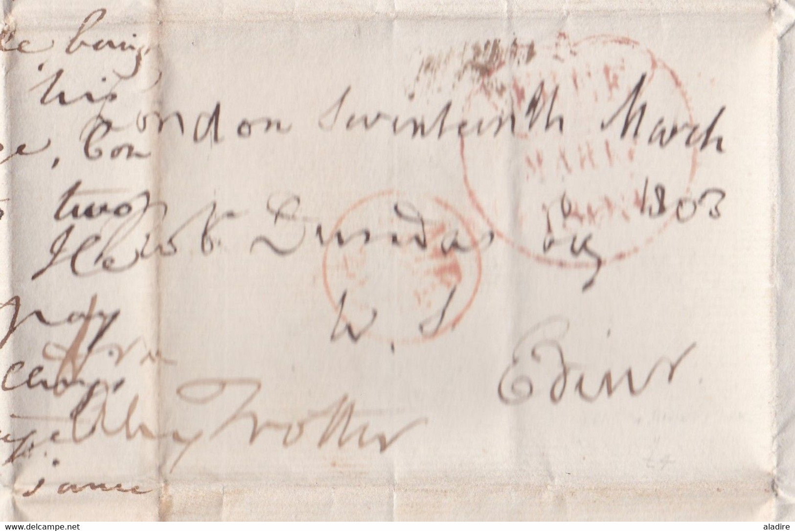 1803 - King George III - FREE Entire Letter From London To Edinburgh - Arrival Stamp - 7 Scans - ...-1840 Préphilatélie