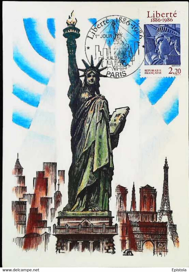 ► CM - Carte Maximum French Card - 1986 - YT 2421 - Centenaire De La Statue De La Liberté - FDC  First Day - Cartoline Maximum