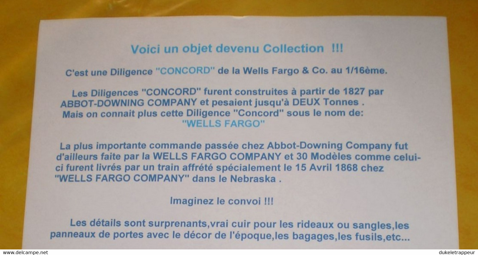 Diligence "WELLS FARGO & CO." Rouge , Bien Connue Dans Certains Films (WESTERNS).Collection ! - Other & Unclassified