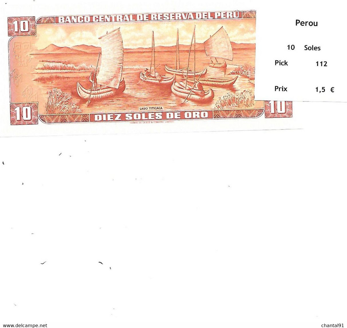 PEROU BILET 10 SOLES PICK 112 - Peru