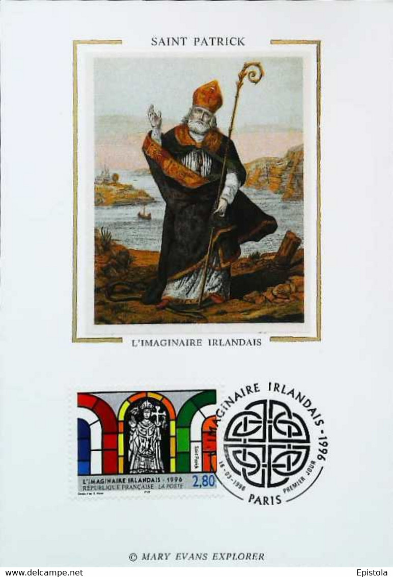 ►  Carte Maximum En Soie (FRENCH SILK CARD) De 1996 N° YT 2993 " ST SAINT PATRICK / L'IMAGINAIRE IRLANDAIS - Cartoline Maximum