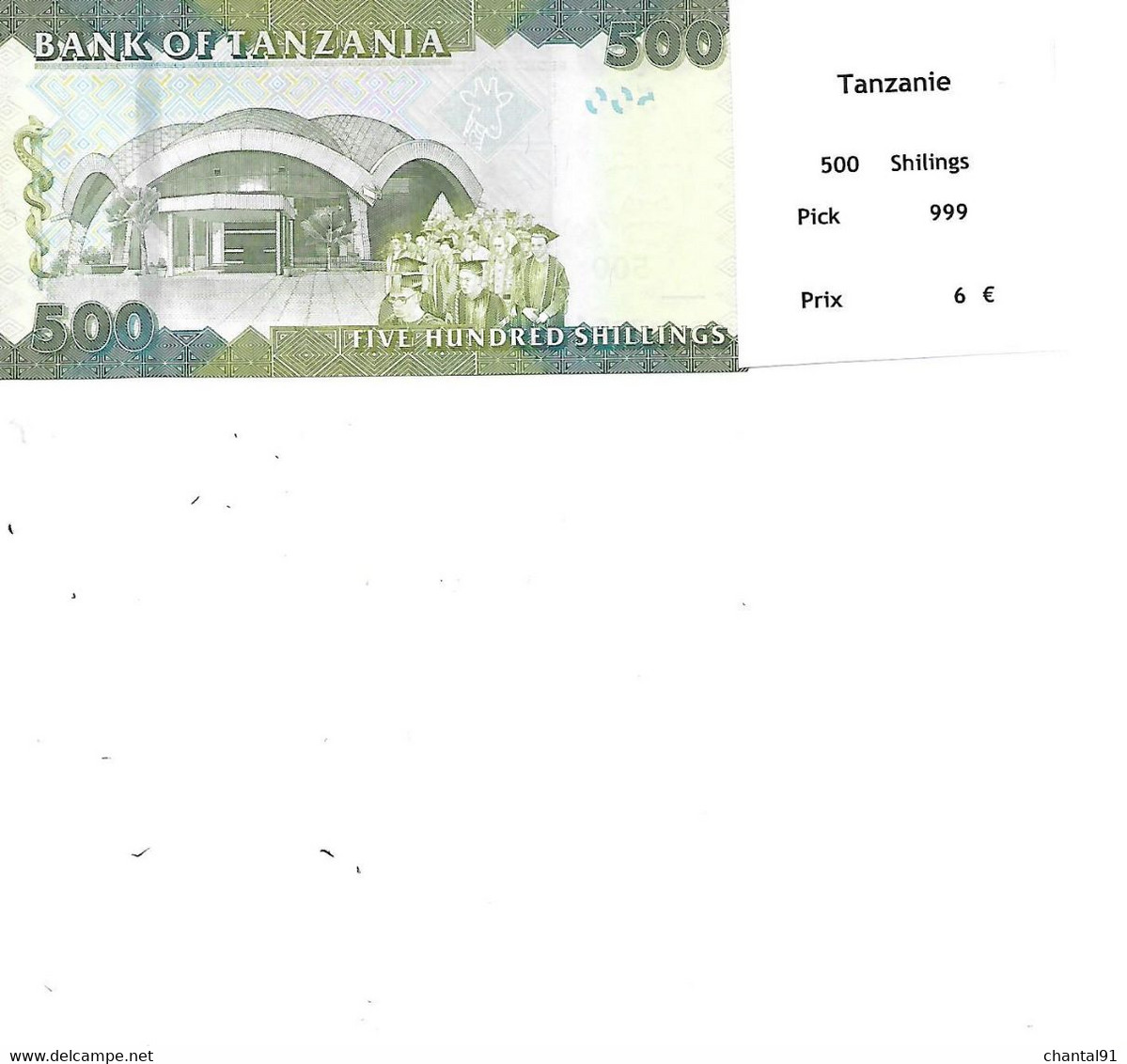 TANZANIE BILLET 500 SHILINGS PICK 999 - Tanzanie