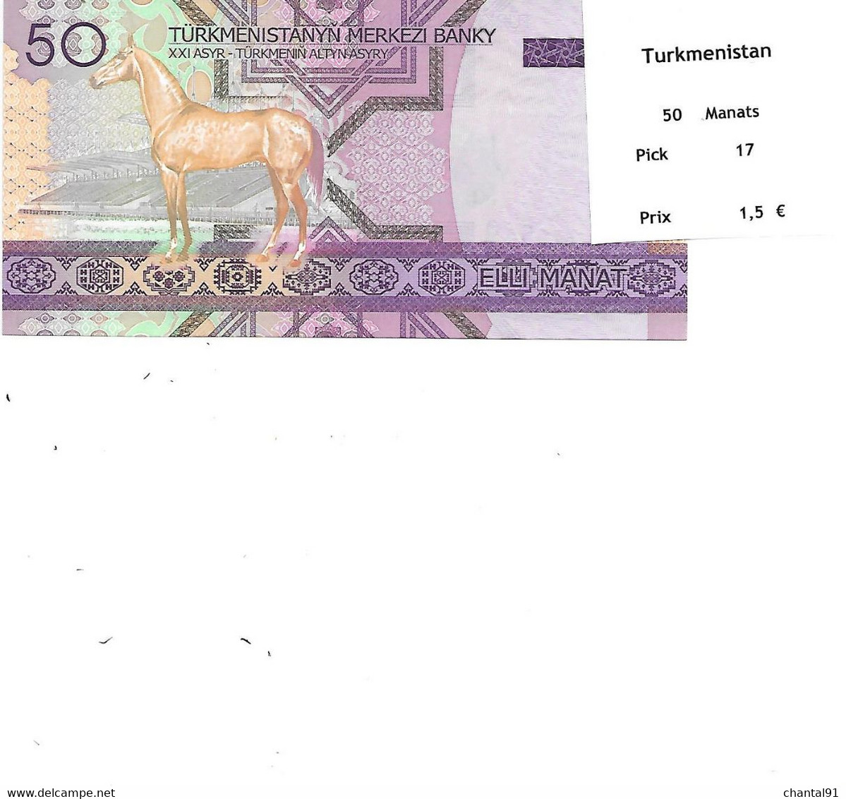 TURKMENISTAN BILLET 50 MANATS PICK 17 - Turkménistan