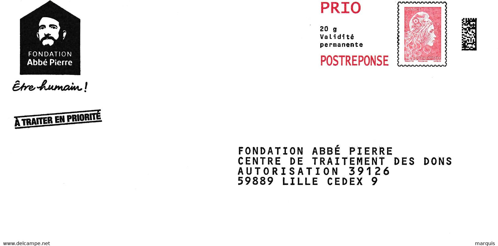 PostRéponse Fondation Abbé Pierre - Réf.260673 - Listos A Ser Enviados: Respuesta