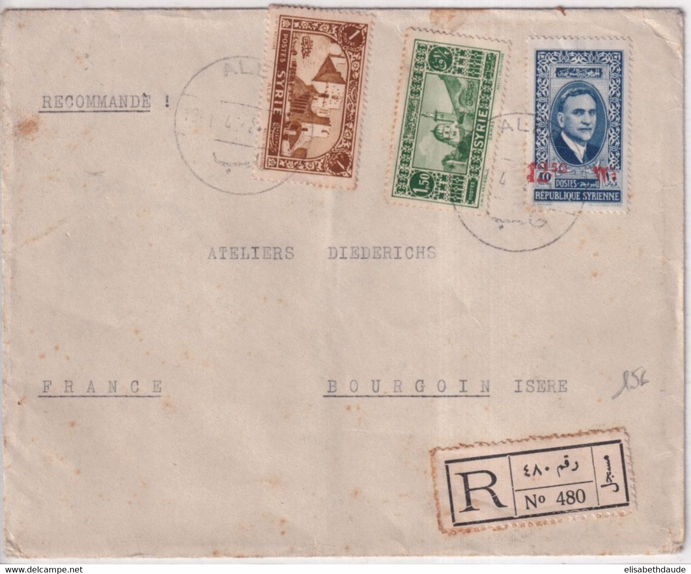 SYRIE - 1940 - ENVELOPPE RECOMMANDEE De ALEP => BOURGOIN ISERE - Storia Postale