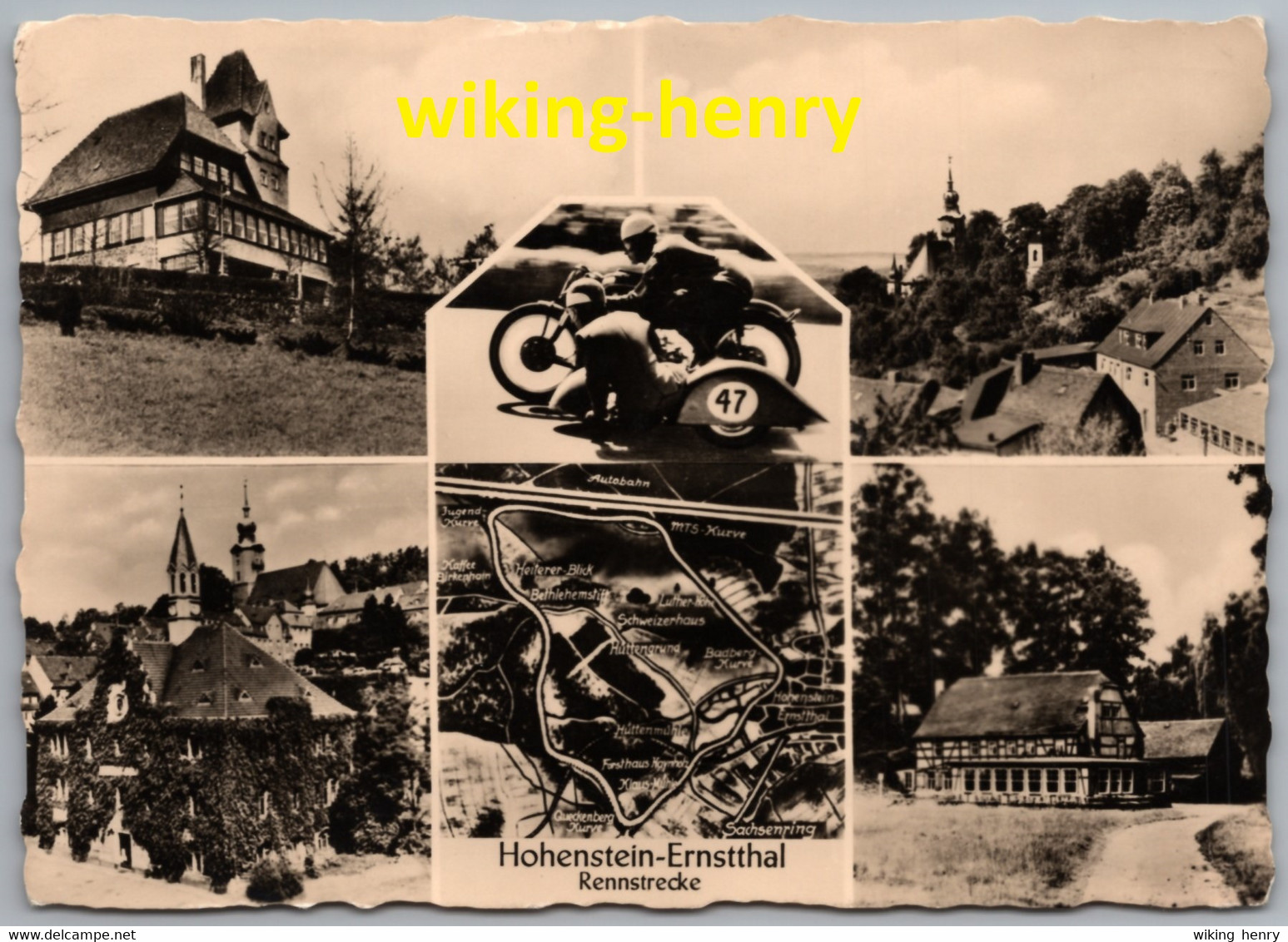 Hohenstein - Ernstthal - S/w Mehrbildkarte 1   Mit Rennstrecke Sachsenring Rennsport Motorrad Mit Beiwagen - Hohenstein-Ernstthal
