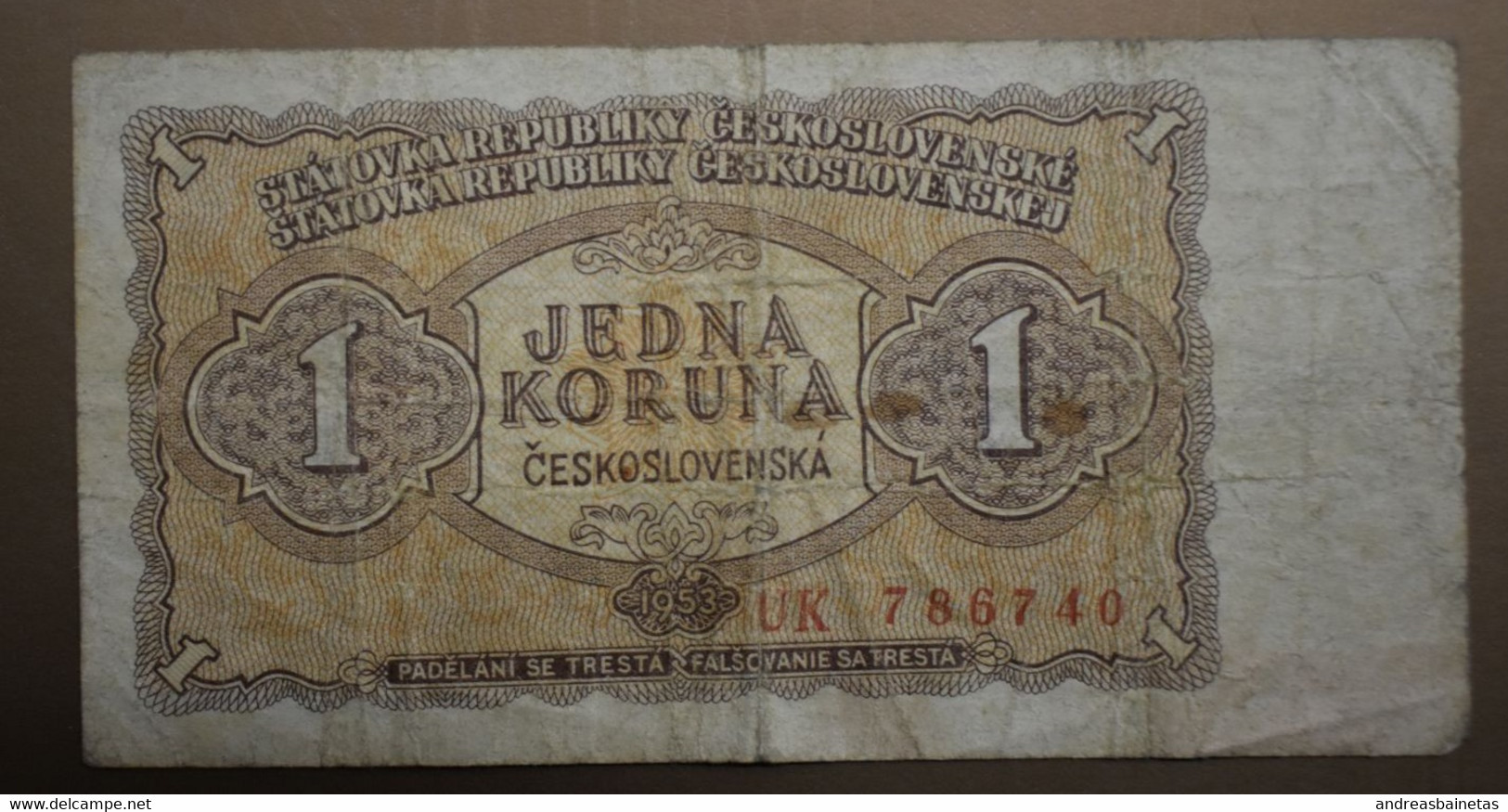 Banknotes Czechoslovakia 1 Koruna 1953 F - Checoslovaquia