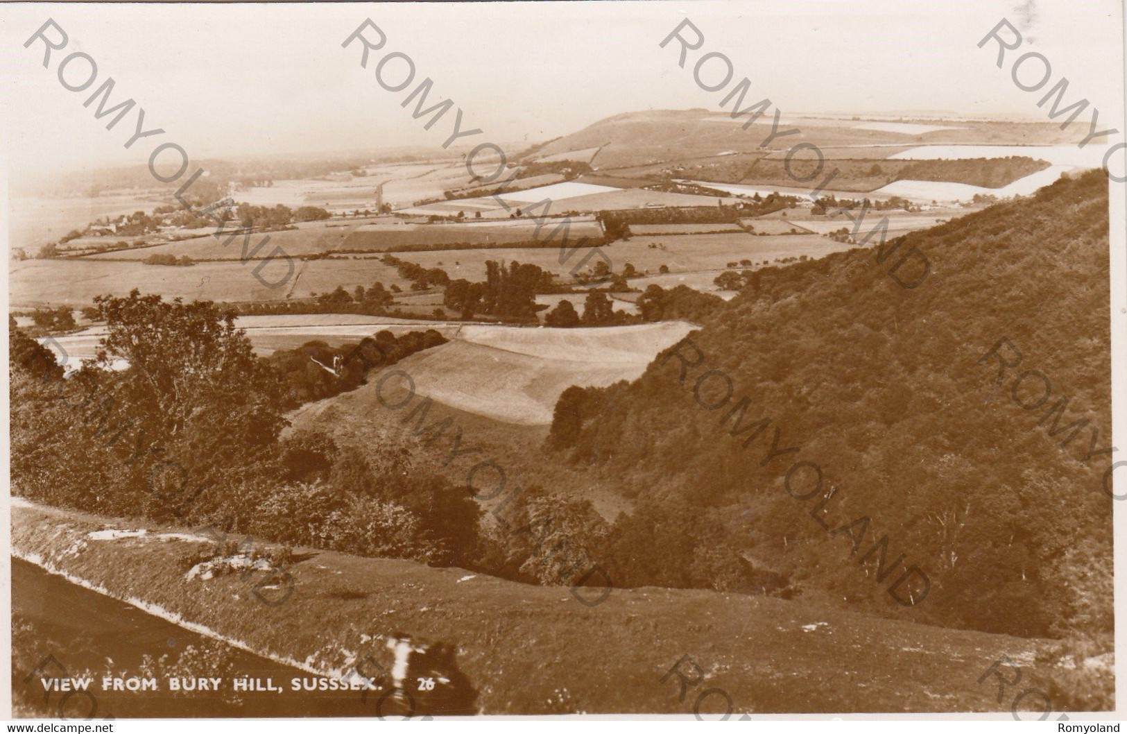 CARTOLINA  BURY HILL,ARUNDEL,SUSSEX,INGHILTERRA,REGNO UNITO,VIEW FROM BURY HILL,NON VIAGGIATA - Arundel