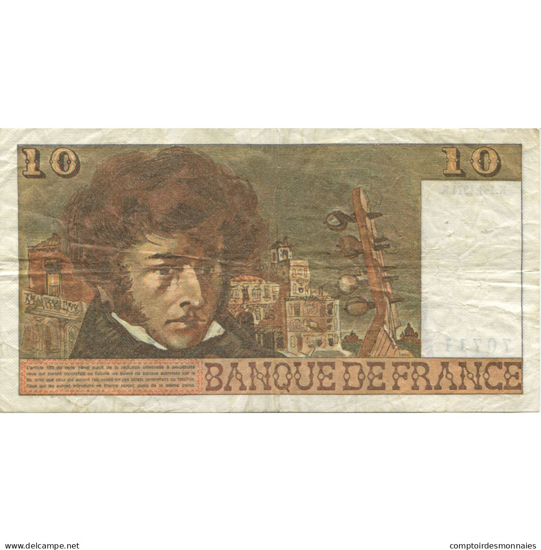 France, 10 Francs, Berlioz, 1974, 1974-08-01, TTB, Fayette:63.6, KM:150a - 10 F 1972-1978 ''Berlioz''