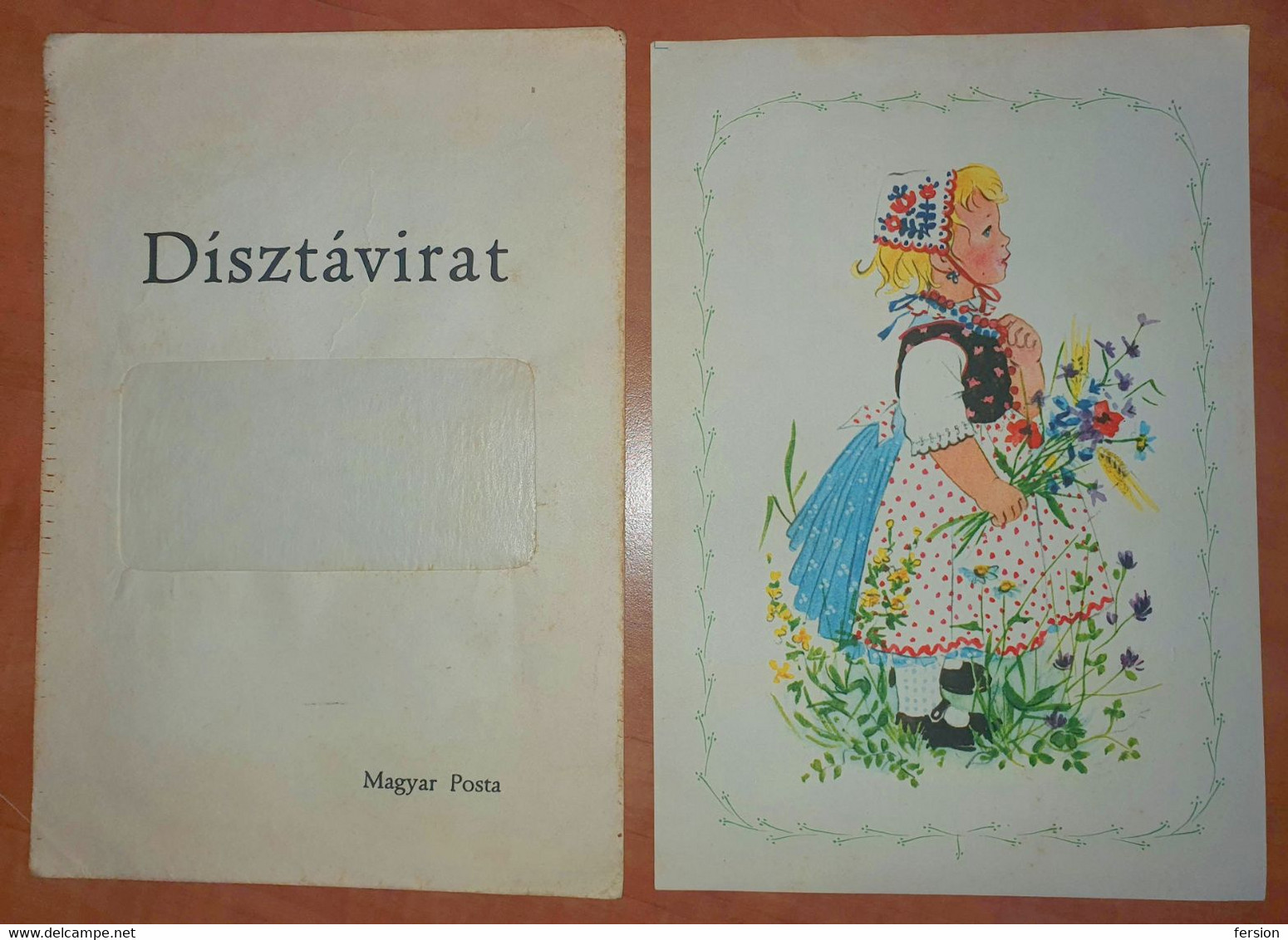 FLOWER FLOWERS Poppy GIRL Costumes Costume Folk Art - Luxury Card LX1 - 1960 Hungary TELEGRAPH TELEGRAM - VÁC City - Telegrafi