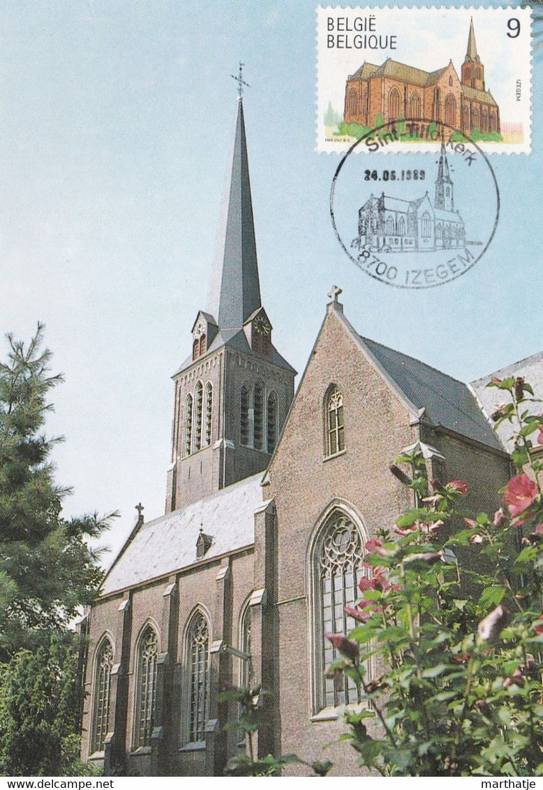 Izegem - St.-Tillokerk - Eglise St. Tillon - Met Postzegel Van De Kerk, Afgestempeld In Izegem, In 1989 - Izegem