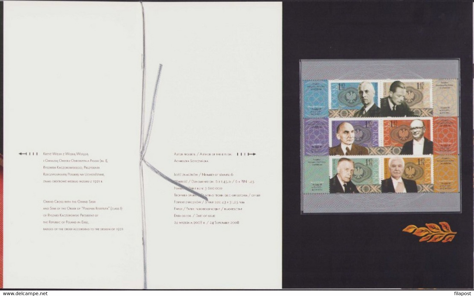 Poland 2008 Booklet, Polish Heads Of State, Presidents In Exile, Insignia Presidential Power IIRP Postcard + Sheet MNH** - Markenheftchen