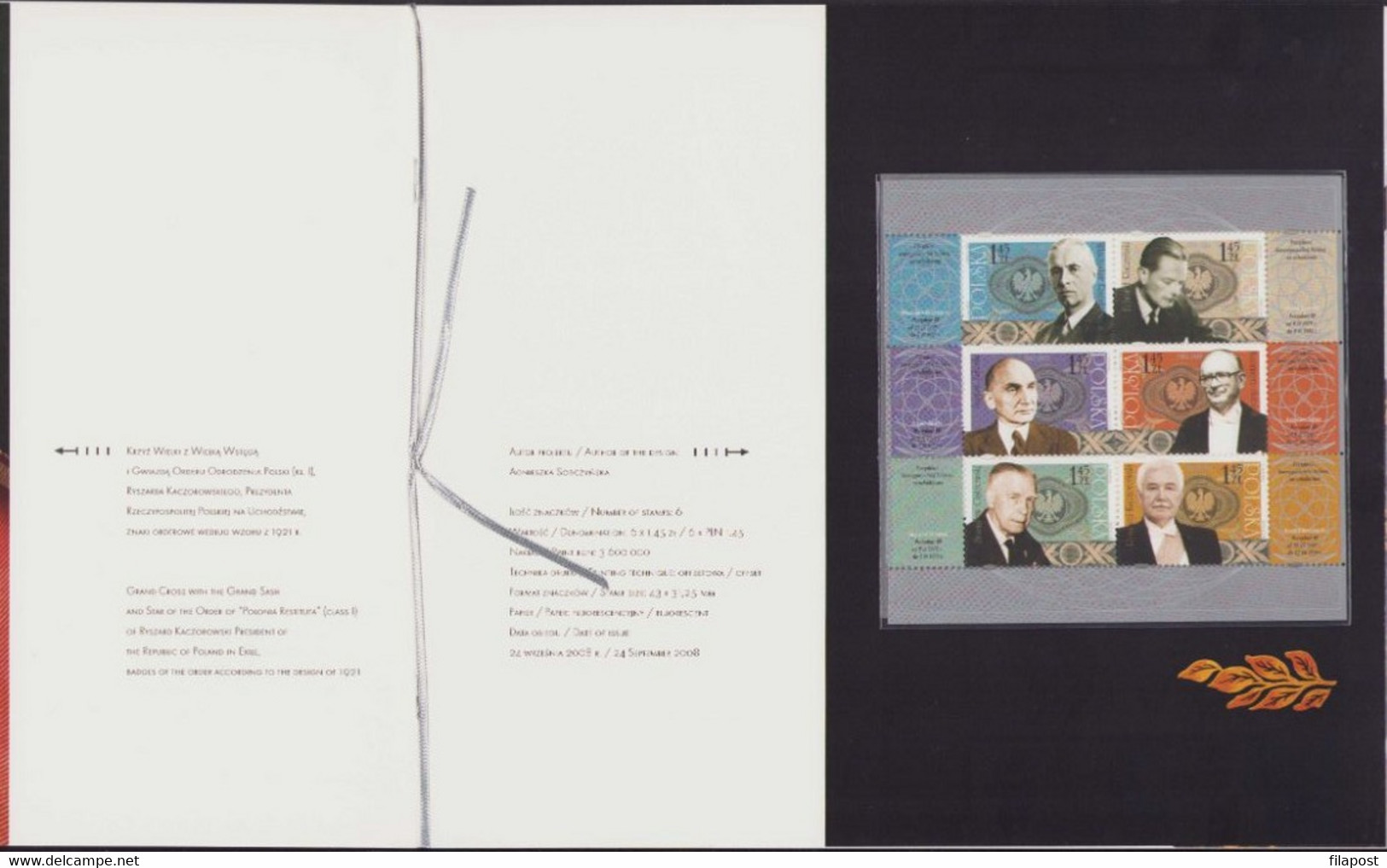 Poland 2008 Booklet, Polish Heads Of State, Presidents In Exile, Insignia Presidential Power IIRP Postcard + Sheet MNH** - Booklets
