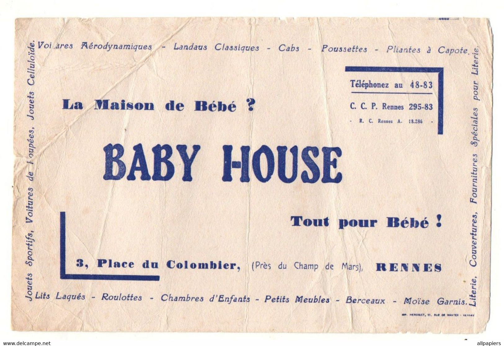 Buvard La Maison De Bébé Baby House Tout Pour Bébé à Rennes - Format : 21x13.5 Cm - B