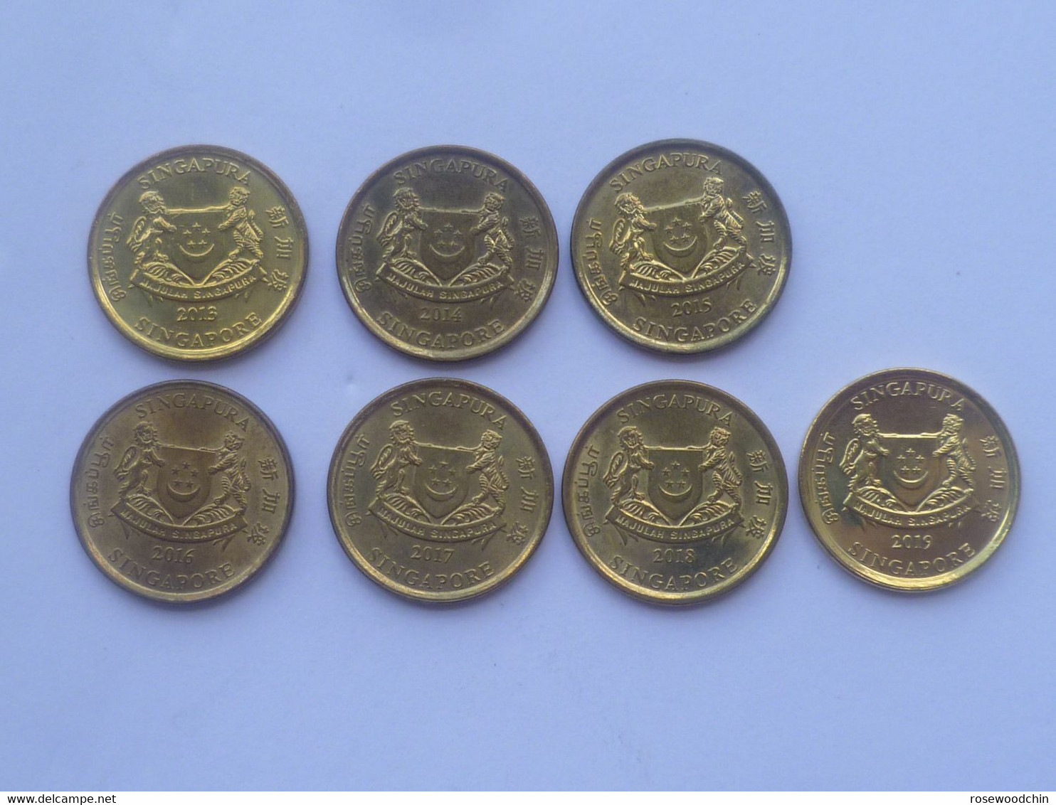 7 Pcs. Complete Set Of 3rd Series Singapore Five (5) Cents Coin 2013-2019 (#163) - Singapour