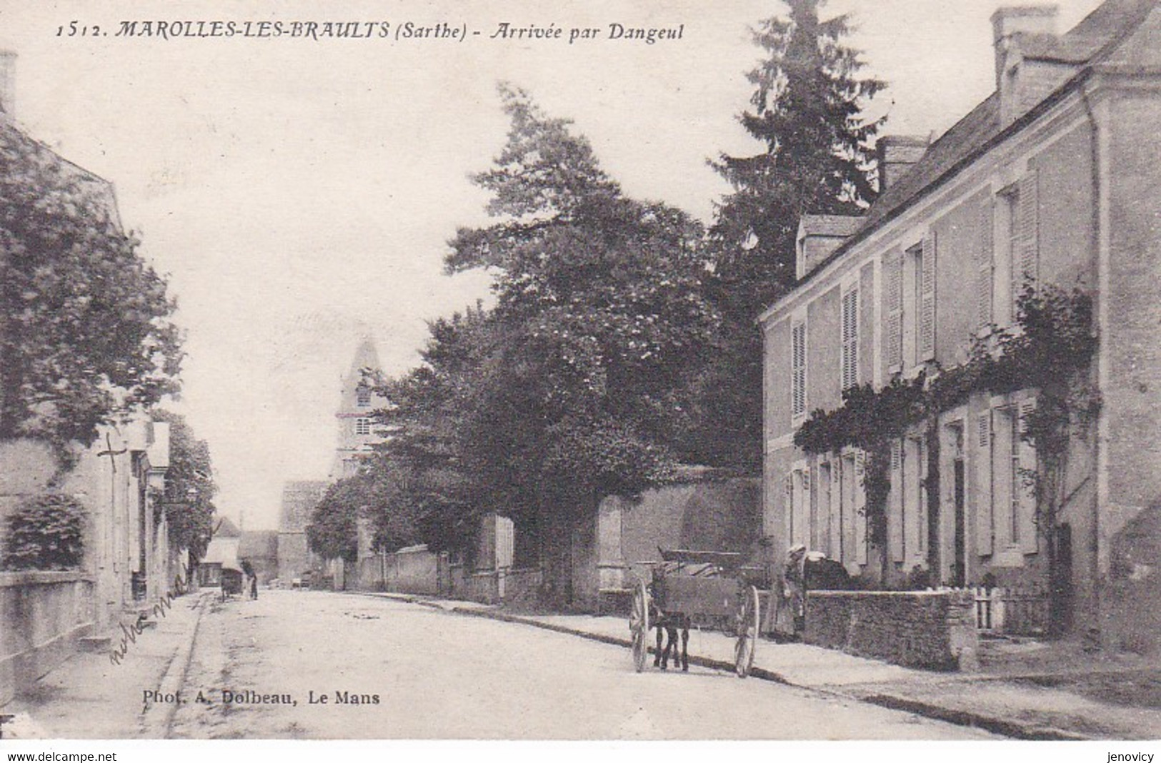 MAROLLES LES BRAULTS ,ARRIVEE PAR DANGUEL ,ATTELAGE    REF 73324 - Marolles-les-Braults